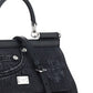 Small Sicily Bag in Calfskin and Patchwork Denim - Black