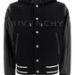 Hooded Bomber Jacket in Wool and Leather Black
