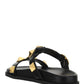 Roman Stud Slide Sandal In Calfskin - Black