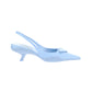 Brushed Leather Slingback Pumps - Light Blue