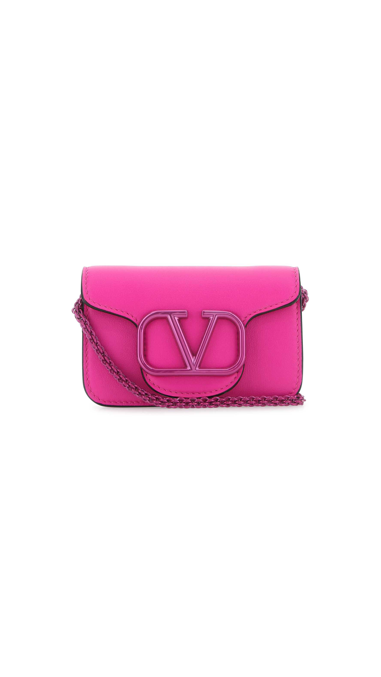 Locò Micro Shoulder bag in Calfskin with Chain - Pink PP