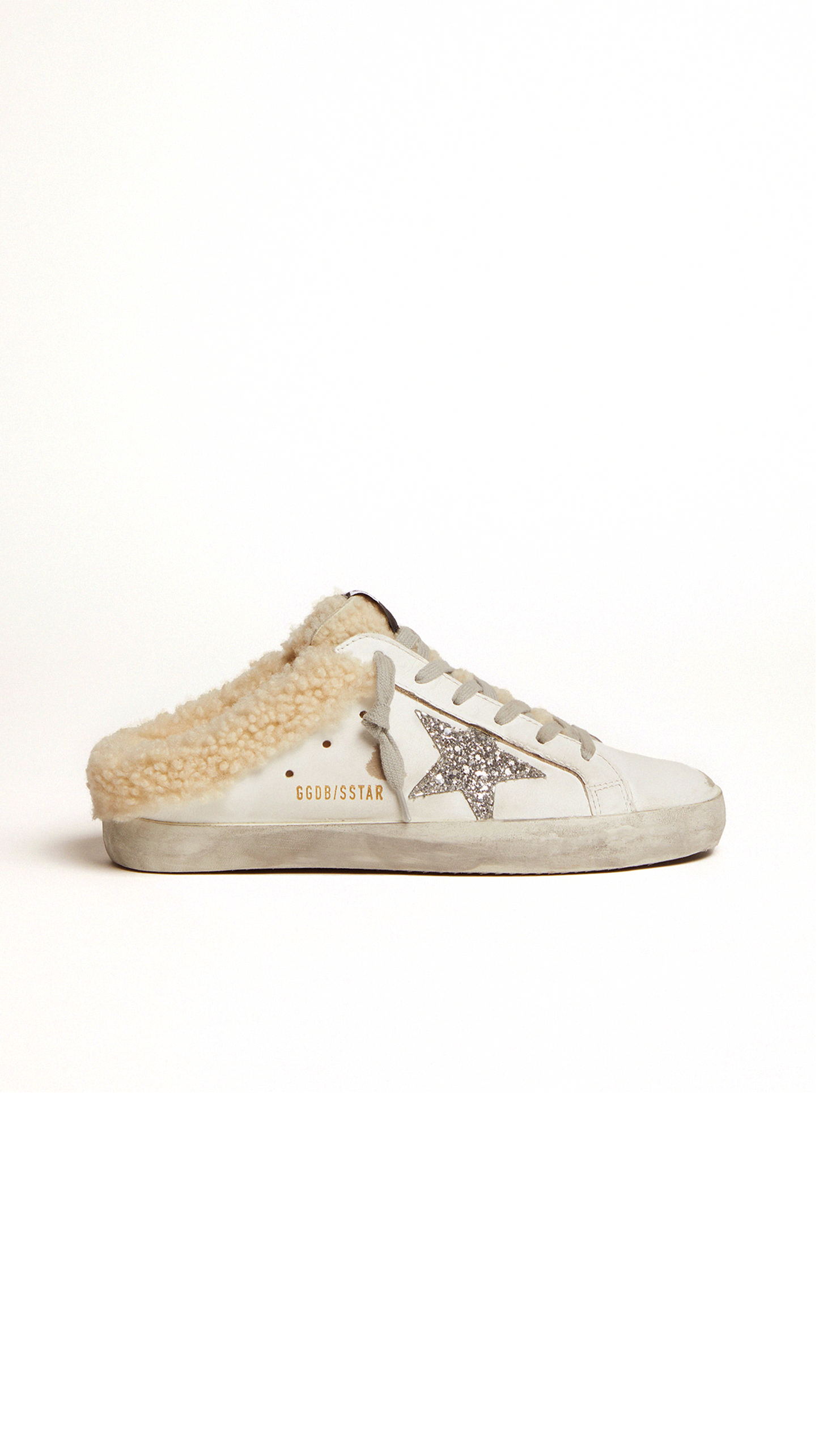 Super-star Mule with Shearling - White