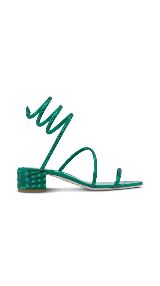 Cleo Crystal Sandal 35MM - Emerald Green