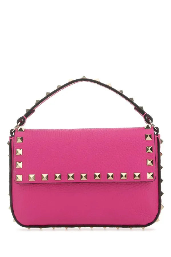 Mini Rockstud Leather Top Handle Bag - Pink