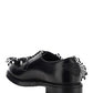 Brushed Leather Derby Shoes with Appliqués - Black