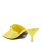Brushed Leather Heeled Slides - Yellow