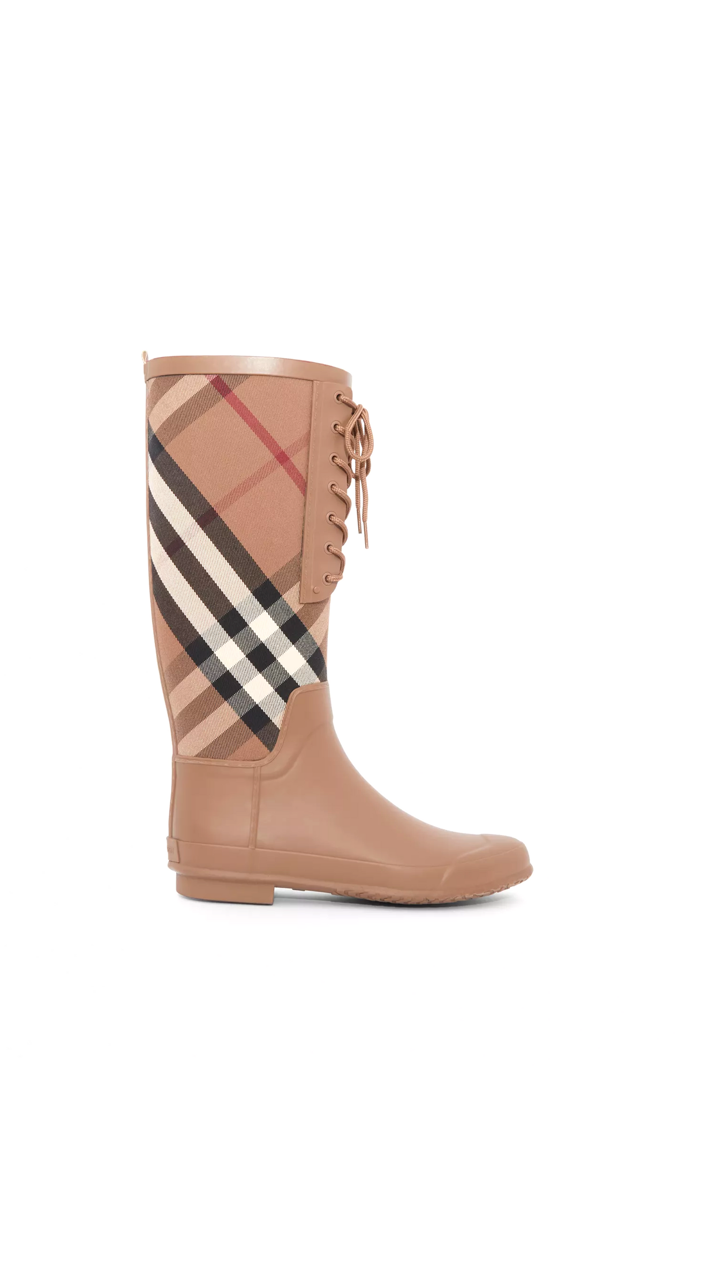 Vintage Check and Rubber Rain Boots - Birch Brown