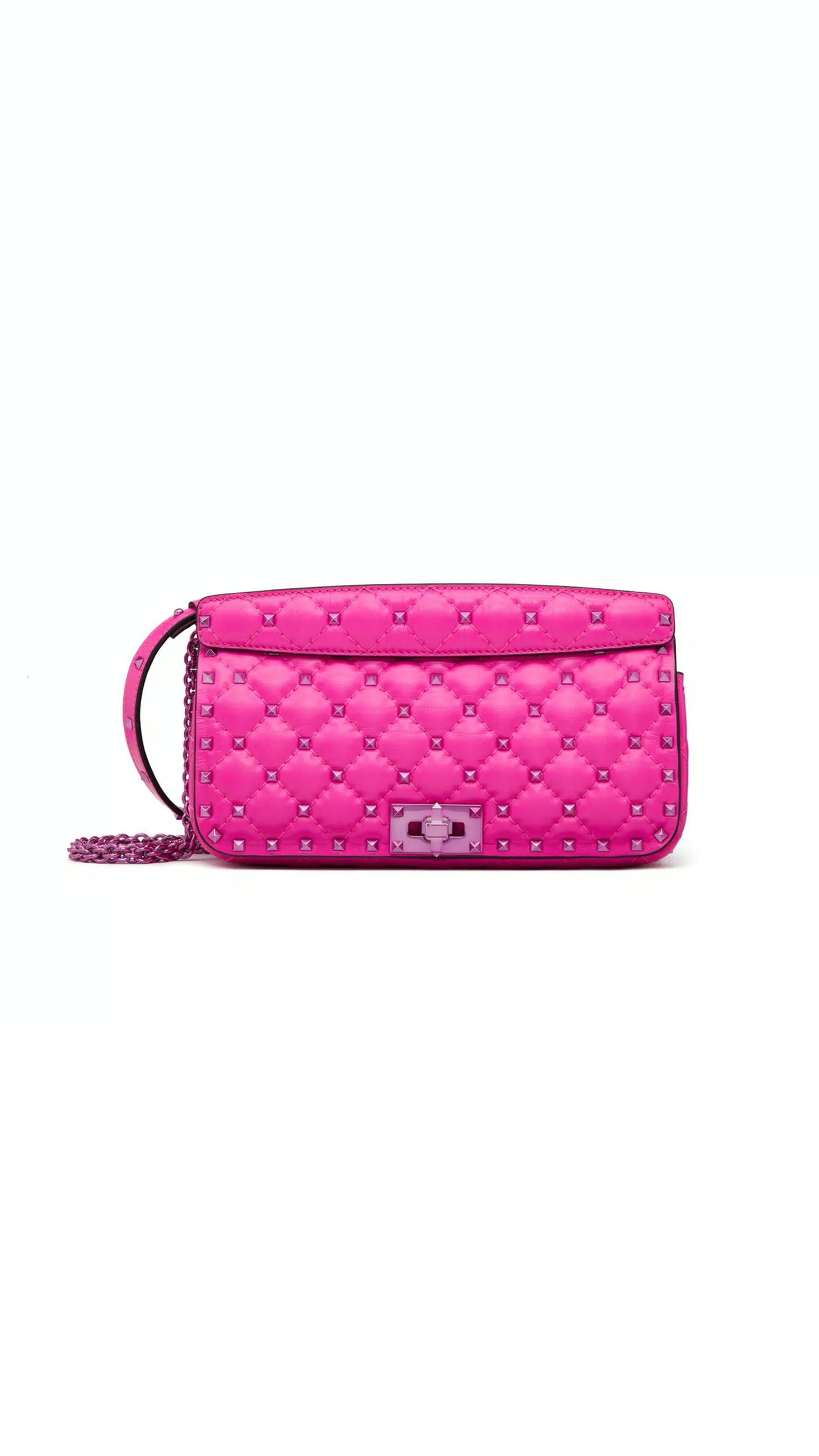 Rockstud Spike Calfskin Shoulder Bag - Pink PP