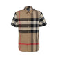 Short-sleeve Check Stretch Cotton Poplin Shirt