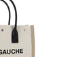 Rive Gauche Small Tote Bag in Linen and Leather - Greige/Black/Naturel