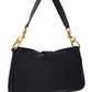 Leather Shoulder Bag with Snap Hook - Black
