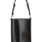 Brushed Leather Bucket Shoulder & Crossbody Bag - Black.