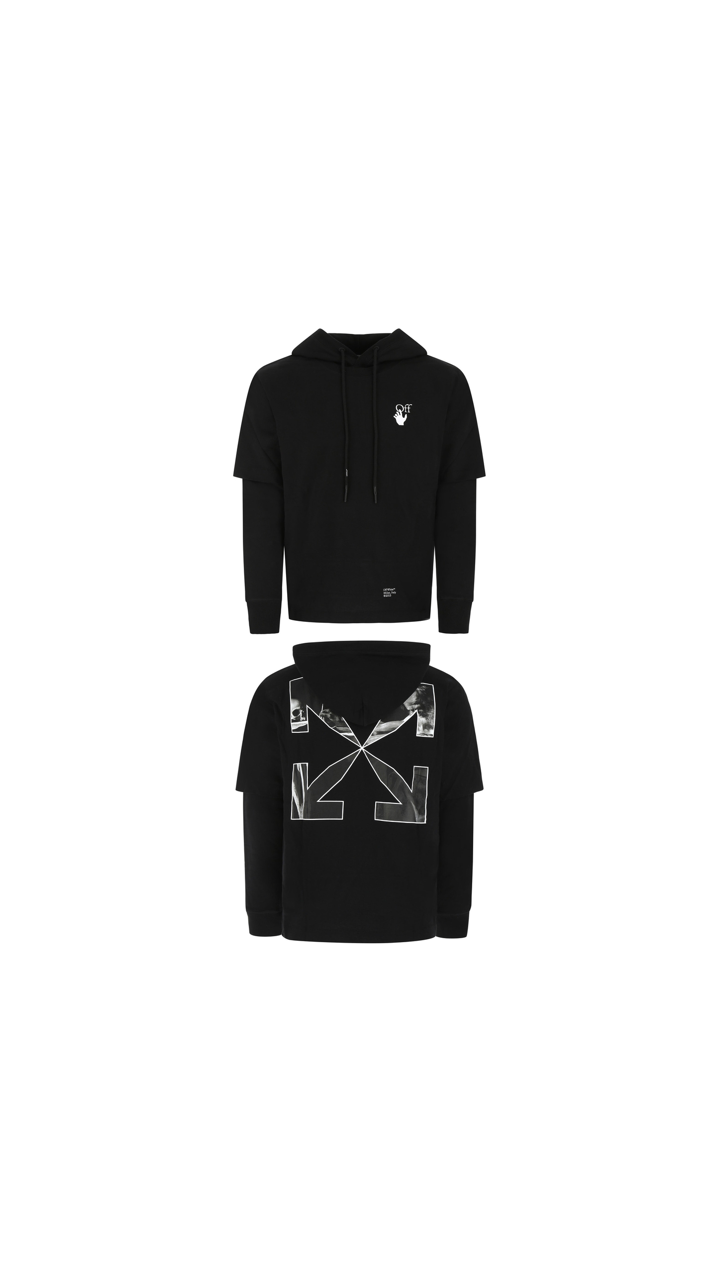 Caravag Arrow Double Hooded T-Shirt - Black