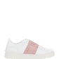 Open Sneaker In Calfskin Leather - White / Pink