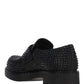Chocolate Satin Loafers With Crystals - Black