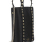 Rockstud Leather Pouch With Chain - Black