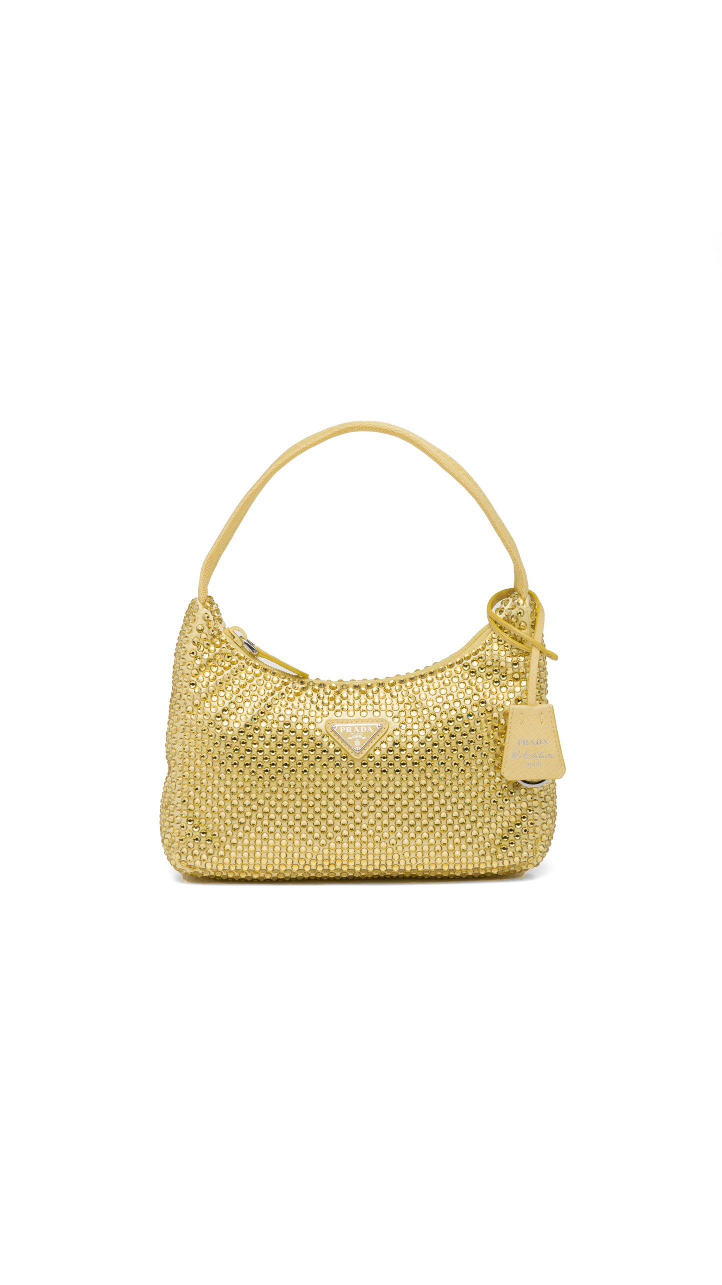 Satin Mini Bag with Crystals - Pineapple Yellow