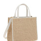 Mini G Tote Shopper Bag in Raffia - Natural / White