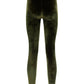Stretch Velvet Signature Leggings - Olive Green