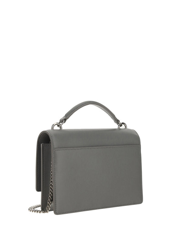 Sunset Chain Wallet Bag in Smooth Leather - Grey