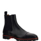 Melon Calf Leather Flat Boots - Black