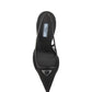 Mesh Fabric Slingback Pumps - Black