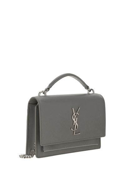 Sunset Chain Wallet Bag in Smooth Leather - Grey