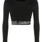 Long-sleeved Jersey T-shirt with Branded Elastic - Black