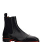 Melon Calf Leather Flat Boots - Black