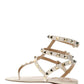 Rockstud Calfskin Flat Flip-Flop Sandal - Light Ivory