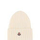 Ribbed Knit Wool Beanie - Ivory.