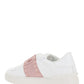Open Sneaker In Calfskin Leather - White / Pink