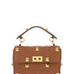 Medium Roman Stud The Shoulder Bag Grainy Calfskin - Saddle Brown