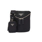 Re-Nylon and Leather Shoulder Bag - Black