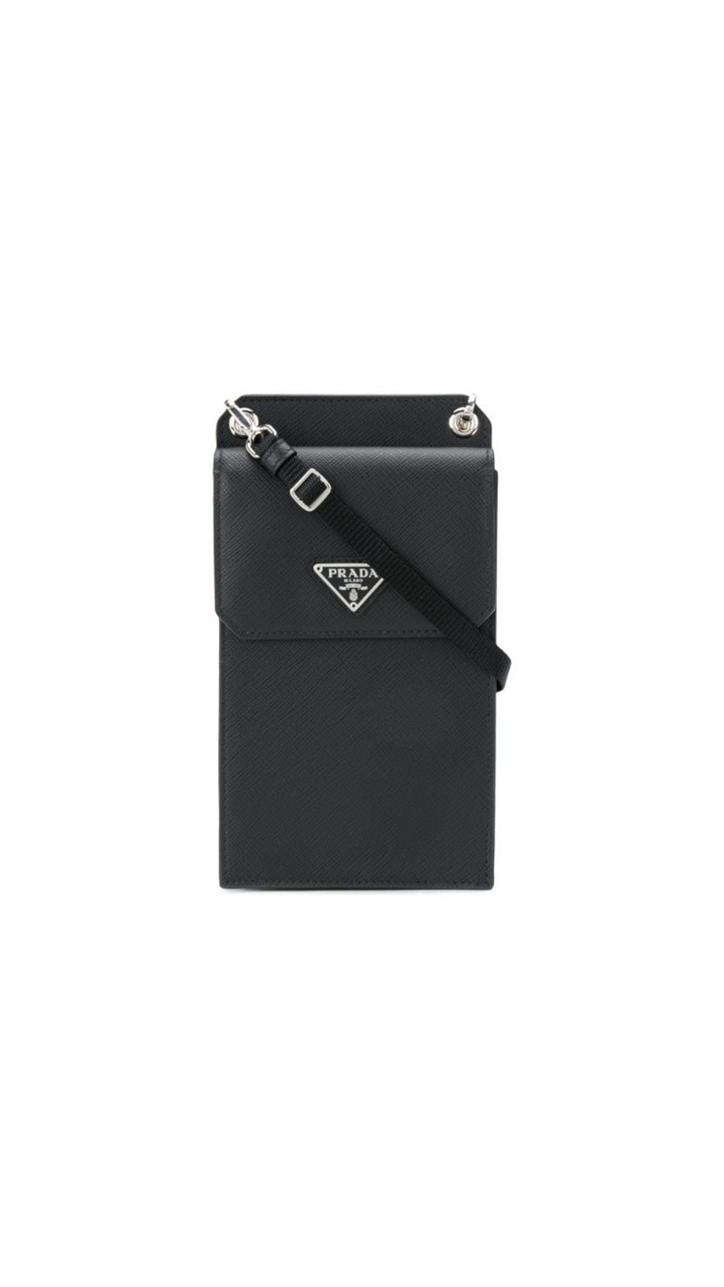 Saffiano Leather Smartphone Case - Black
