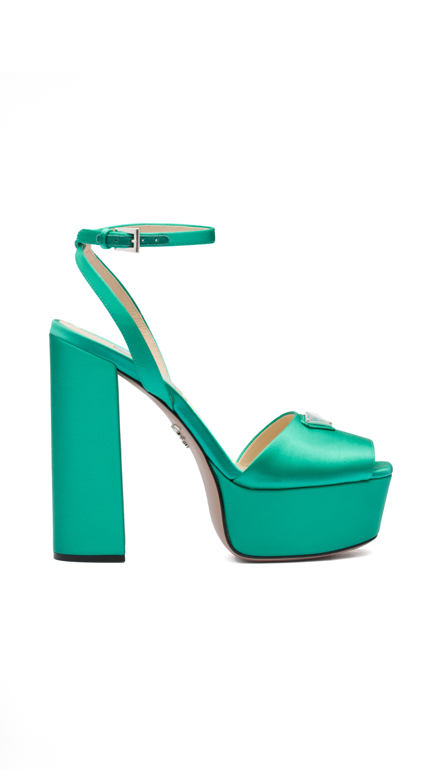 High-heeled satin sandals - Absinthe