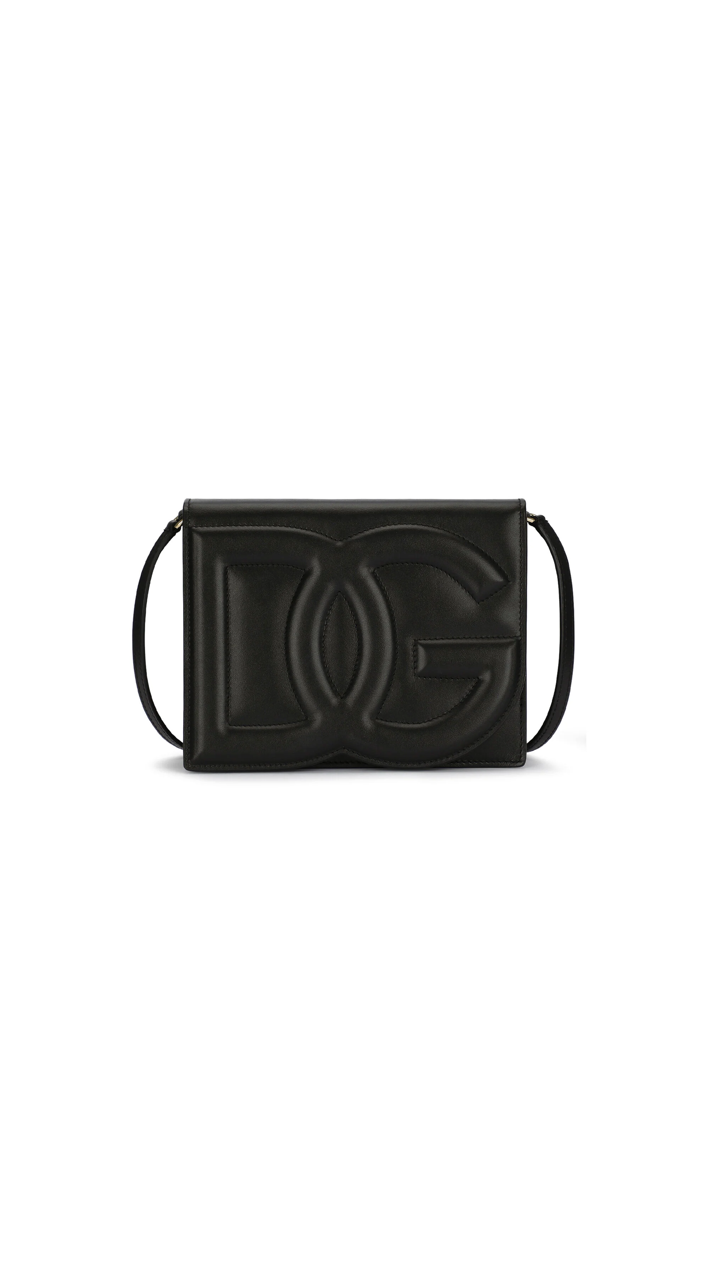 Calfskin DG Logo Bag Crossbody Bag - Black