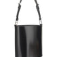 Brushed Leather Bucket Shoulder & Crossbody Bag - Black.