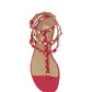 Rockstud Sandal in Calfskin Leather - Red