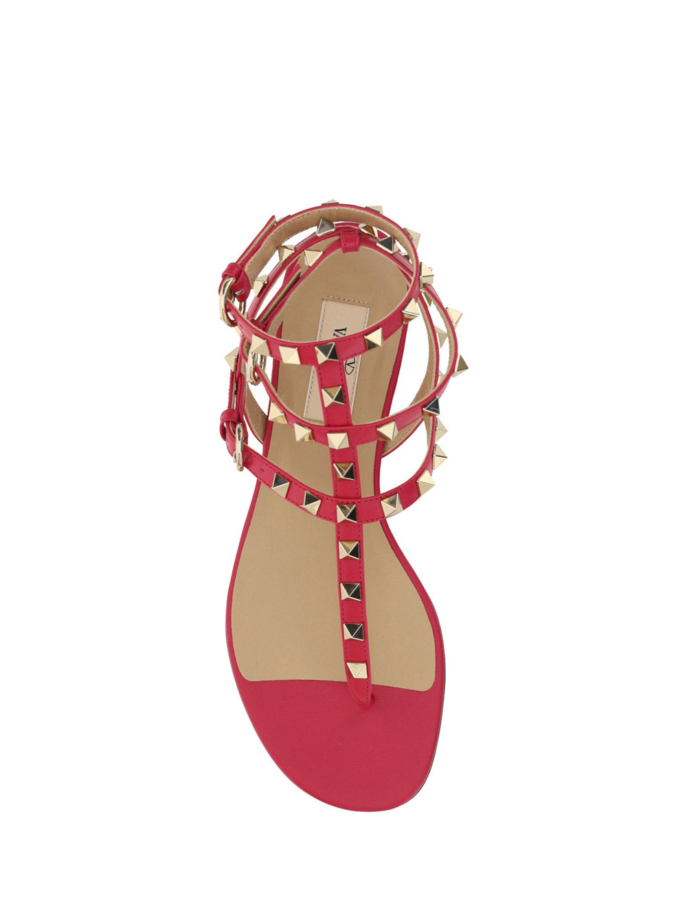 Rockstud Sandal in Calfskin Leather - Red