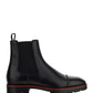 Melon Calf Leather Flat Boots - Black