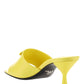 Brushed Leather Heeled Slides - Yellow