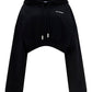 Embroidered-Logo Cropped Hoodie - Black