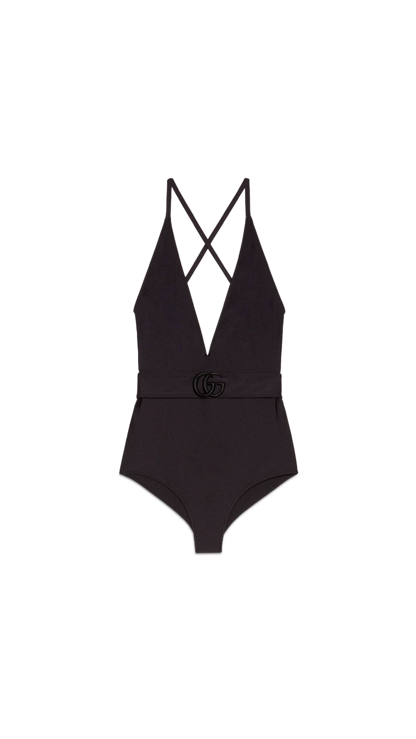 Interlocking G Sparkly Swimsuit - Black
