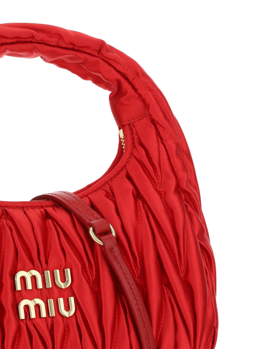 Miu Wander Matelassé Satin Mini Hobo Bag - Red