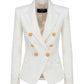 Grain de Poudre Double-Breasted Jacket - White.
