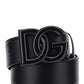 Leather Belt with Crossover DG Logo Buckle - Black