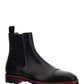 Melon Calf Leather Flat Boots - Black