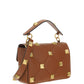 Medium Roman Stud The Shoulder Bag Grainy Calfskin - Saddle Brown