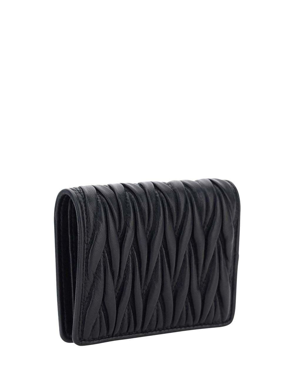 Small Matelassé Leather Wallet - Black